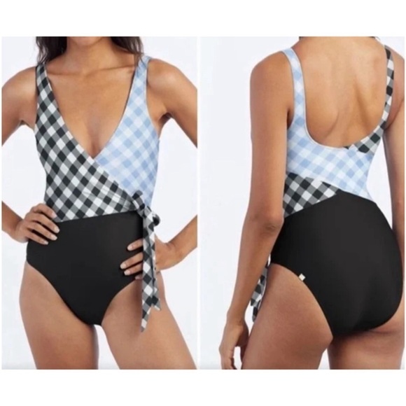 summersalt Other - NEW SUMMERSALT The Perfect Wrap One-Piece Swimsuit in Blue + Black Gingham
